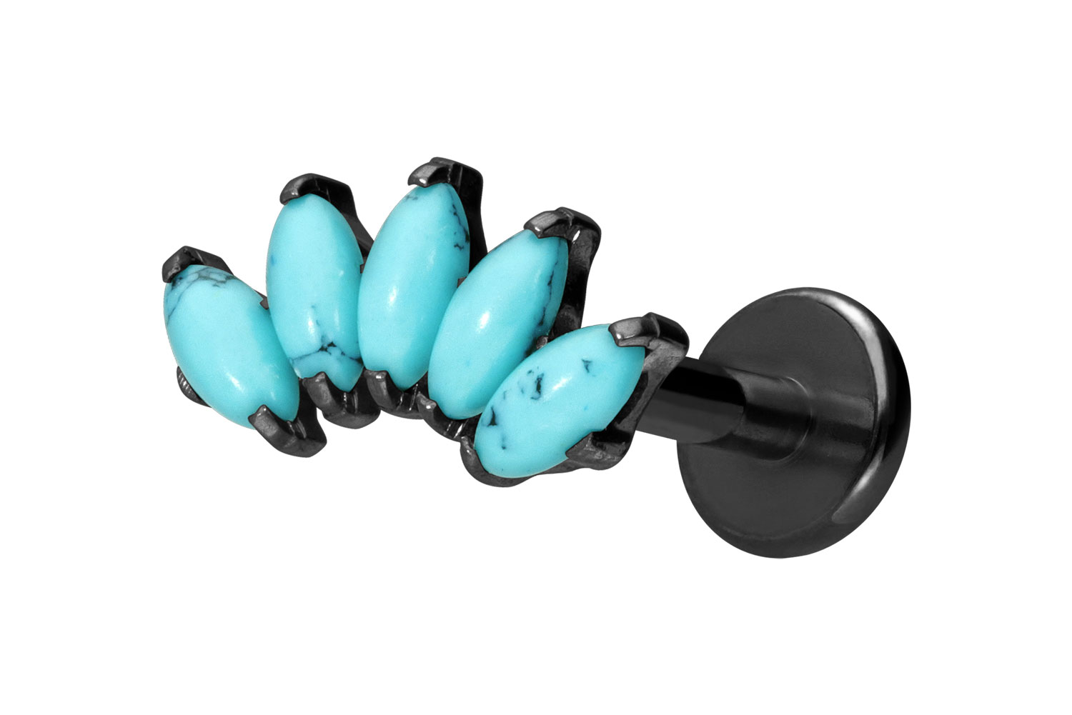 Titan Labret Piercing mit Innengewinde BOGEN + SYNTHETISCHE TÜRKISE